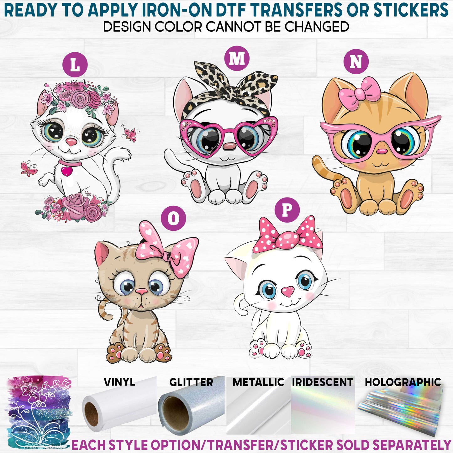 (s133-5) Cute Kitty Cat b Printed Heat Transfer or Sticker