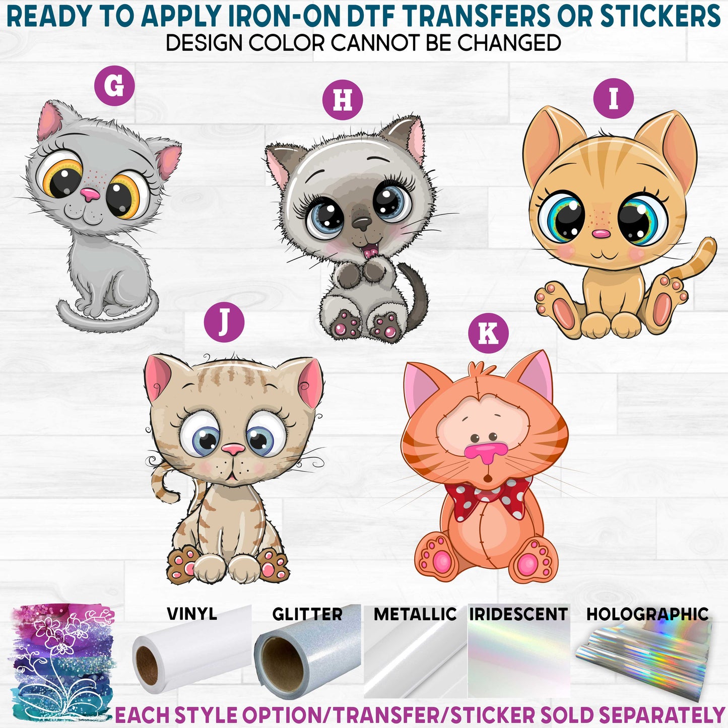 (s133-5) Cute Kitty Cat b Printed Heat Transfer or Sticker