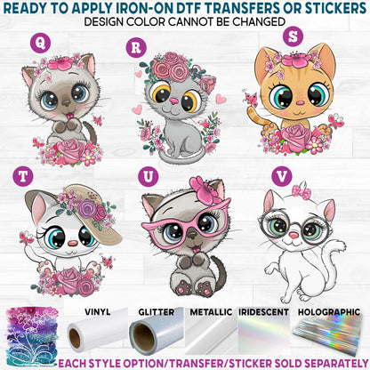 (s133-5) Cute Kitty Cat b Printed Heat Transfer or Sticker