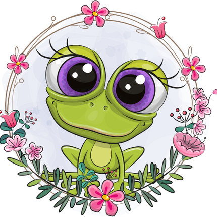 (s133-06-E) Cute Cartoon Frog Flower Wreath