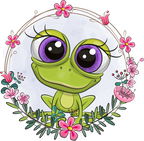 (s133-06-E) Cute Cartoon Frog Flower Wreath