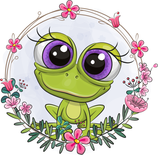 (s133-06-E) Cute Cartoon Frog Flower Wreath