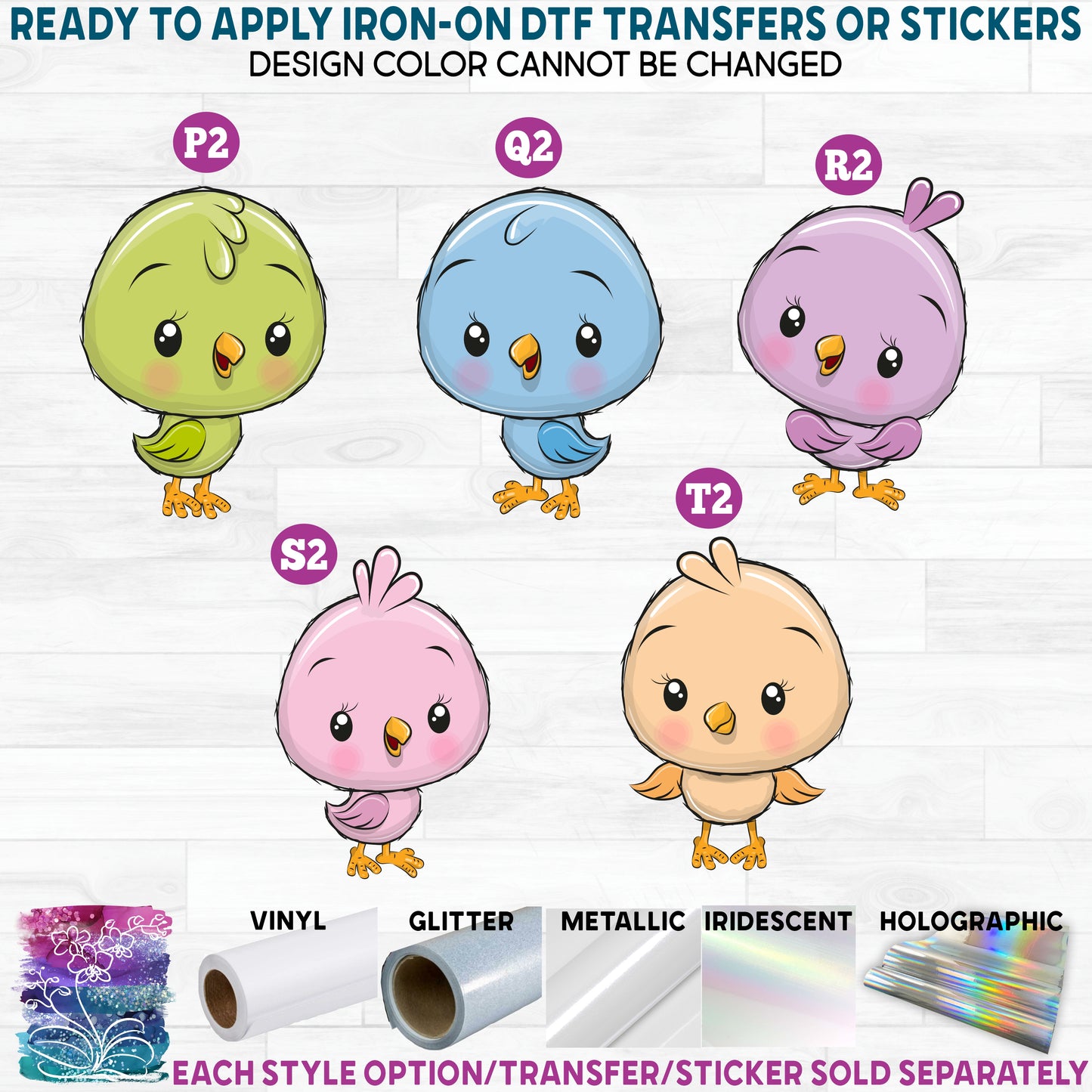 (s133-6) Cute Chick Chicken Duck Printed Heat Transfer or Sticker