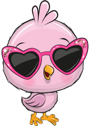 (s133-07-M) Cute Cartoon Bird Chick Heart Sunglasses