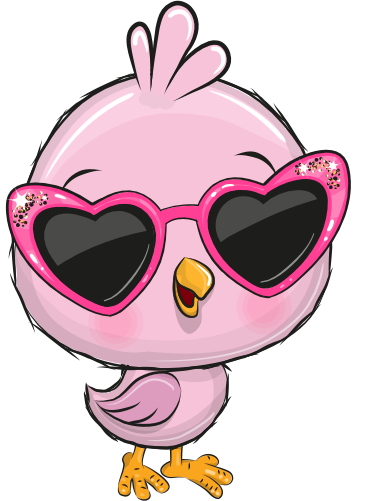 (s133-07-M) Cute Cartoon Bird Chick Heart Sunglasses