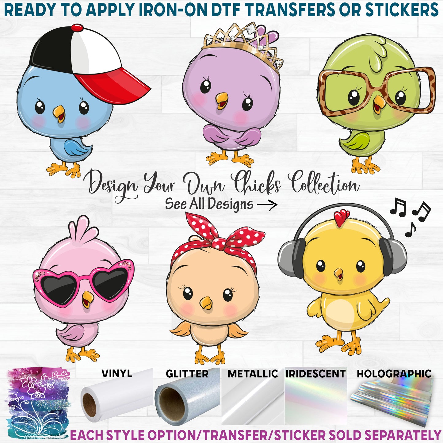 (s133-07) Illustrated Cartoon Chick Baby Bird Collection 54 Mix-n-Match Accessories
