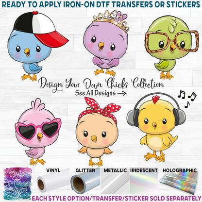 (s133-07) Illustrated Cartoon Chick Baby Bird Collection 54 Mix-n-Match Accessories