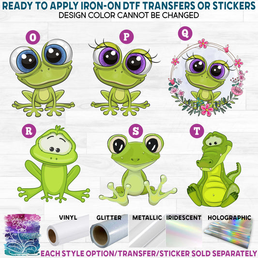 (s133-7) Cute Frog Crocodile Alligator Printed Heat Transfer or Sticker