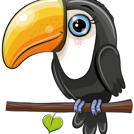 (s133-08-A) Cute Cartoon Toucan Couple