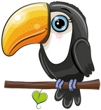 (s133-08-A) Cute Cartoon Toucan Couple