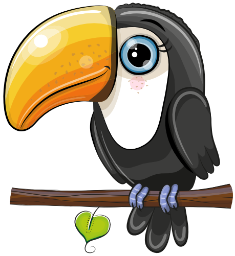 (s133-08-A) Cute Cartoon Toucan Couple