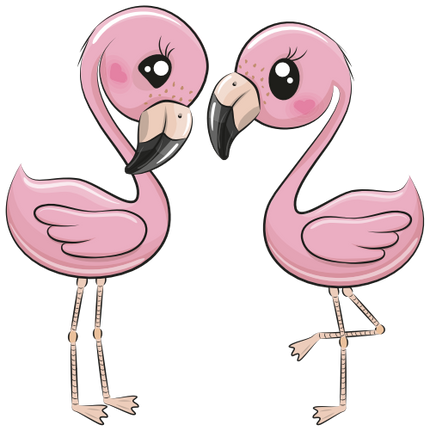 (s133-08-B) Cute Cartoon Flamingos