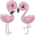 (s133-08-B) Cute Cartoon Flamingos