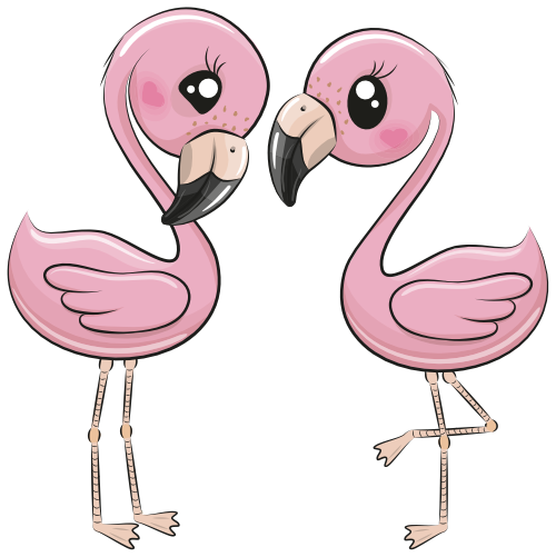(s133-08-B) Cute Cartoon Flamingos
