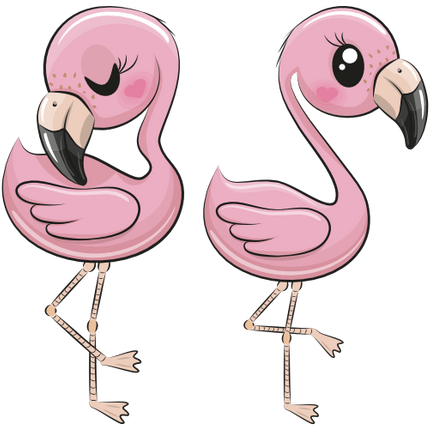 (s133-08-C) Cute Cartoon Flamingos