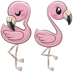 (s133-08-C) Cute Cartoon Flamingos