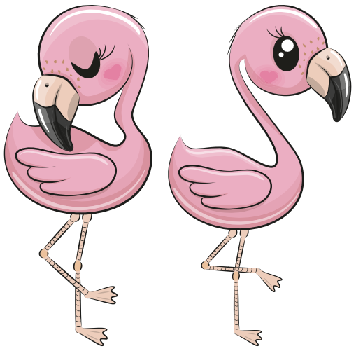 (s133-08-C) Cute Cartoon Flamingos