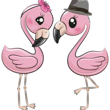 (s133-08-G) Cute Cartoon Flamingo Couple