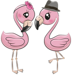 (s133-08-G) Cute Cartoon Flamingo Couple