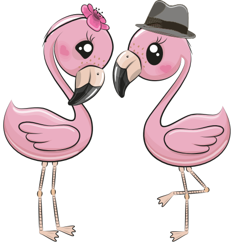 (s133-08-G) Cute Cartoon Flamingo Couple