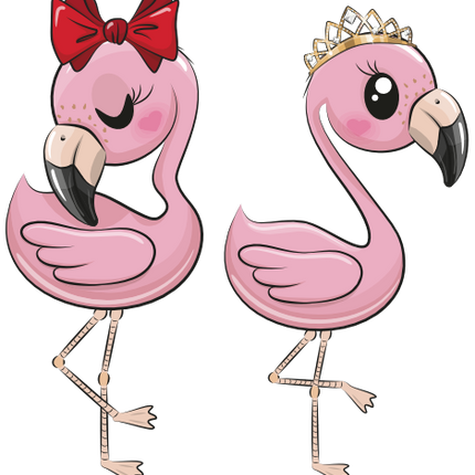 (s133-08-H) Cute Cartoon Flamingos