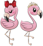 (s133-08-H) Cute Cartoon Flamingos