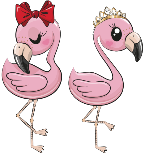 (s133-08-H) Cute Cartoon Flamingos
