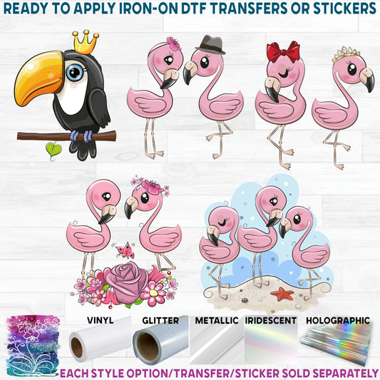 (s133-08) Illustrated Cartoon Chick Toucan Flamingo Collection 54 Mix-n-Match Accessories