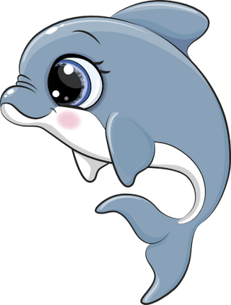 (s133-09-A) Cute Cartoon Dolphin