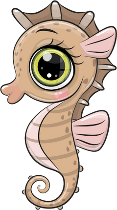 (s133-09-C) Cute Cartoon Seahorse