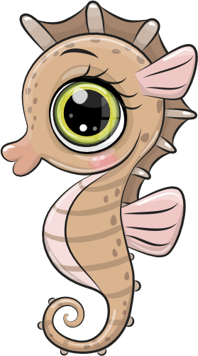 (s133-09-C) Cute Cartoon Seahorse