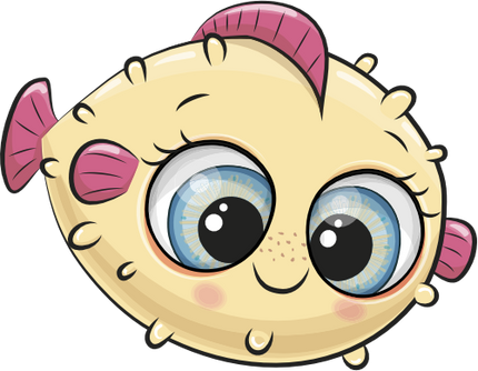 (s133-09-D) Cute Cartoon Puffer Fish