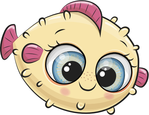 (s133-09-D) Cute Cartoon Puffer Fish