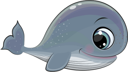 (s133-09-E) Cute Cartoon Whale
