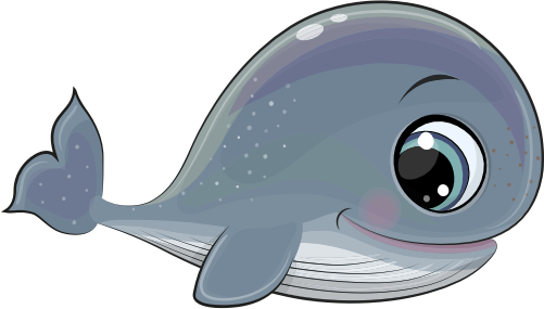 (s133-09-E) Cute Cartoon Whale