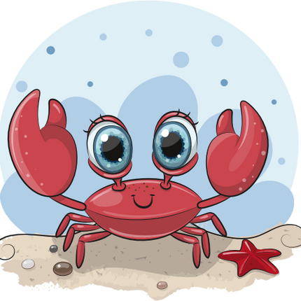 (s133-09-G) Cute Cartoon Crab Beach