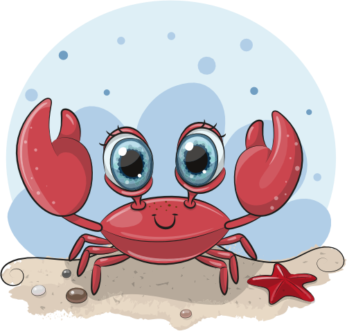 (s133-09-G) Cute Cartoon Crab Beach