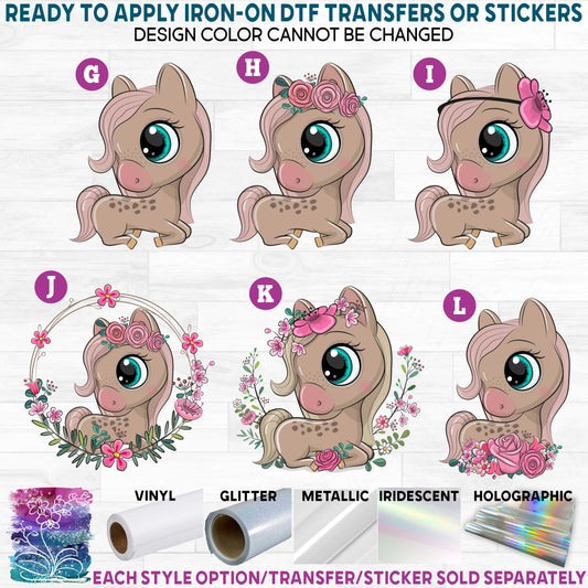 (s133-9) Cute Horse Pony c Printed Heat Transfer or Sticker