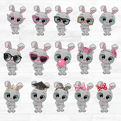 (s133-02) Illustrated Cartoon Bunny Rabbit Collection 54 Mix-n-Match Accessories