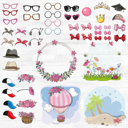 (s133-02) Illustrated Cartoon Bunny Rabbit Collection 54 Mix-n-Match Accessories