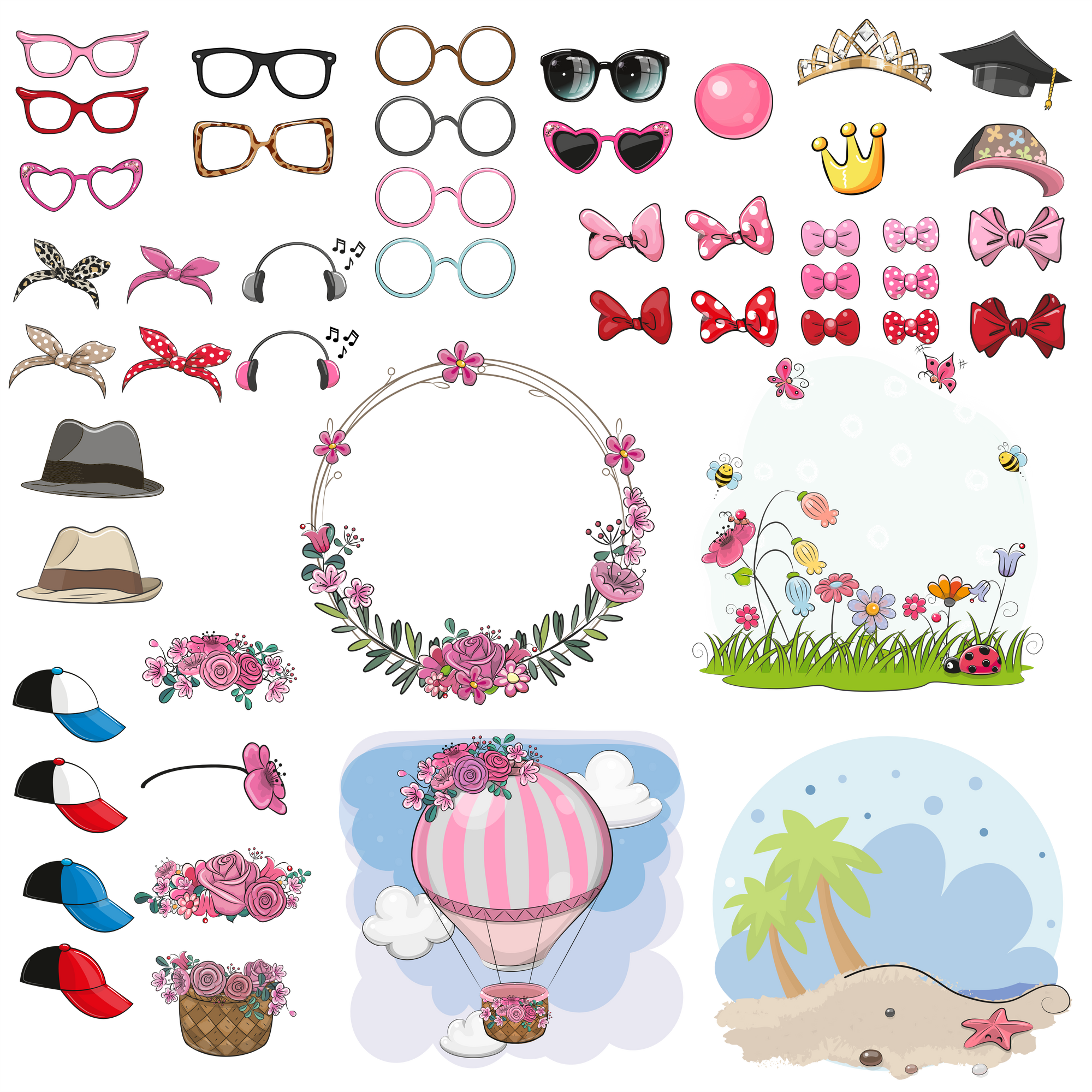 (s133-28-V) Cute Cartoon Cat Kitten Bow Glasses