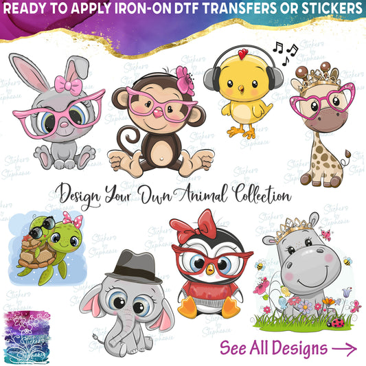 (s133) Illustrated Cartoon Animal Collection 54 Mix-n-Match Accessories
