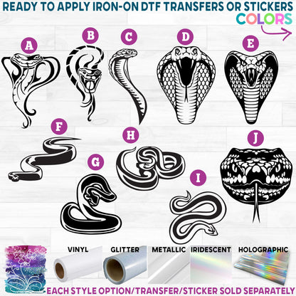 (s135) Viper Snake Cobra Vipers Snakes Printed Heat Transfer or Sticker