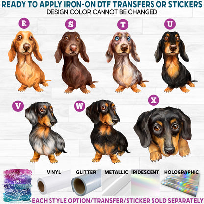 (s136) Watercolor Dachshund Puppy Dog Printed Heat Transfer or Sticker