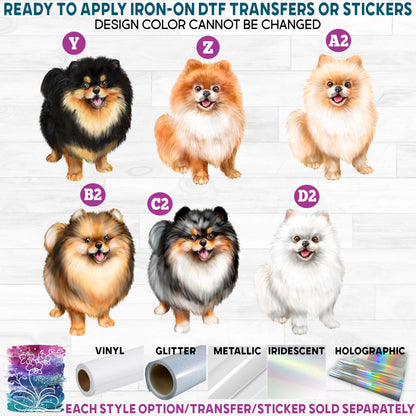 (s136) Watercolor Pomeranian Dog Printed Heat Transfer or Sticker