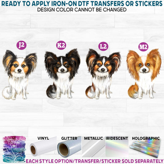 (s136) Watercolor Papillion Puppy Dog Printed Heat Transfer or Sticker