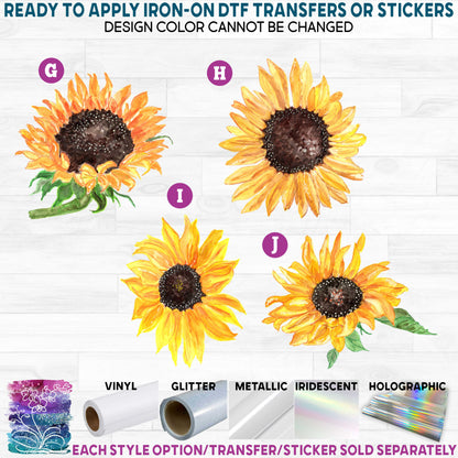 (s137) Watercolor Rustic Sunflower Sunflowers Bee Flowers c Printed Heat Transfer or Sticker