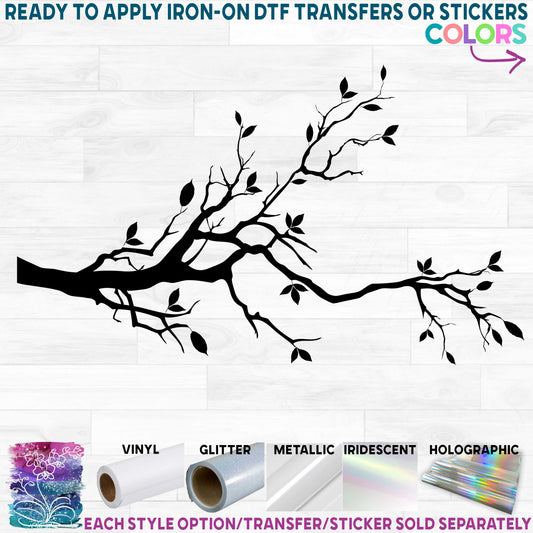 (s139-A) Tree Branch Silhouette Printed Heat Transfer or Sticker