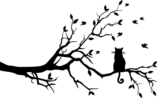 (139-H) Tree Branch Silhouette Cat