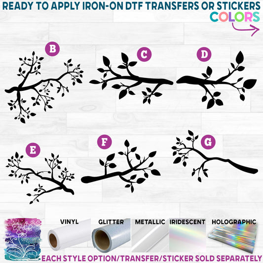 (s139) Tree Branch Silhouette Printed Heat Transfer or Sticker